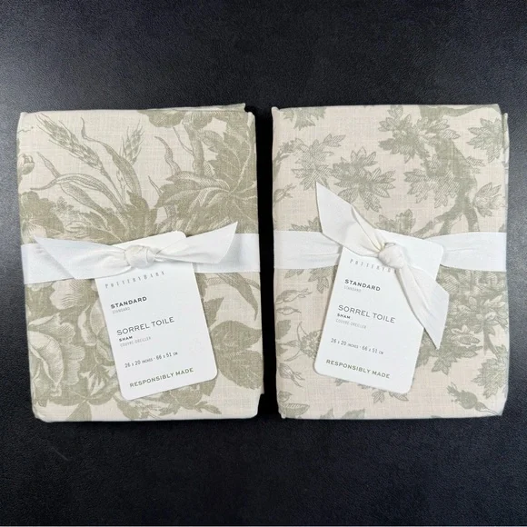 NWT (2) 26”x20” Pottery Barn Sorrel Toile Comforter Shams/Standard Pillowcases - Picture 4 of 9